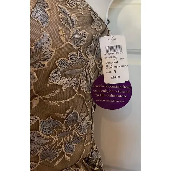 NWT Speechless LaceOverlay Formal/Cocktail/Festive Silver/nude Strapless Dress 9 - Picture 3 of 12